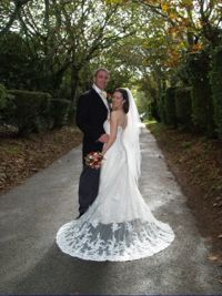 Wedding couple on drive