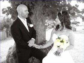 Bride and Groom under tree