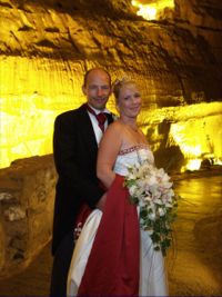 Wedding couple in cave setting