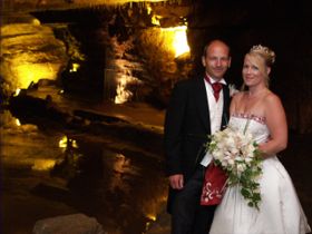 Wedding couple in cave setting